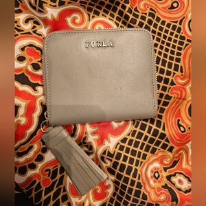 Grey Furla zippy wallet w/tassle #preloved